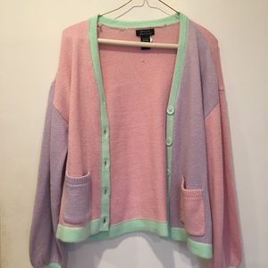 Hot Topic sweet society pastel color block cardigan.